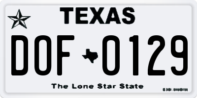 TX license plate DOF0129