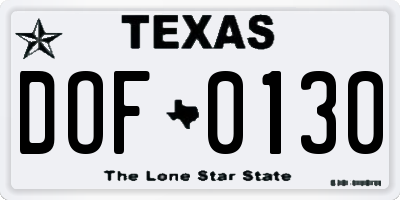 TX license plate DOF0130