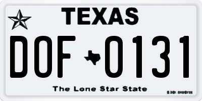TX license plate DOF0131