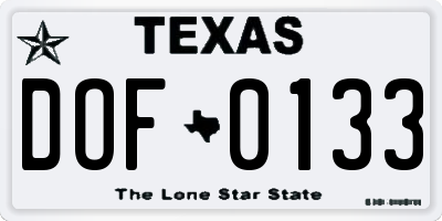 TX license plate DOF0133