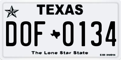 TX license plate DOF0134