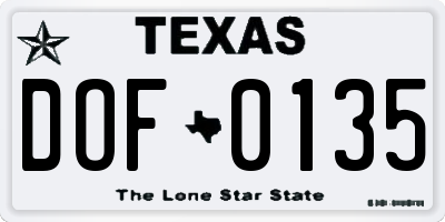 TX license plate DOF0135