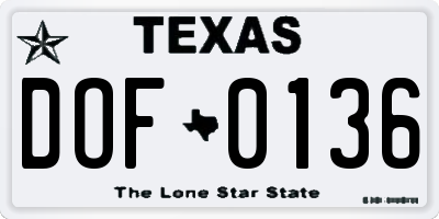 TX license plate DOF0136