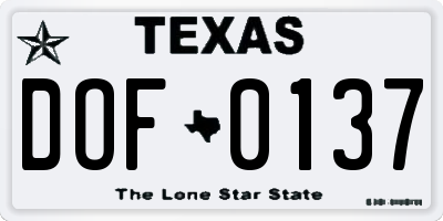 TX license plate DOF0137
