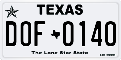 TX license plate DOF0140