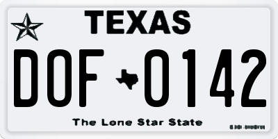 TX license plate DOF0142