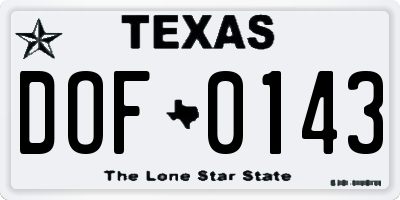 TX license plate DOF0143
