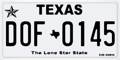 TX license plate DOF0145