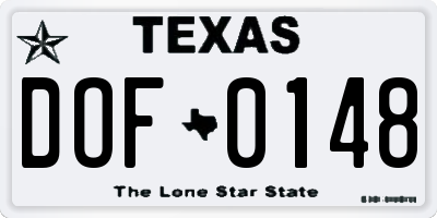 TX license plate DOF0148