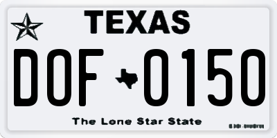 TX license plate DOF0150