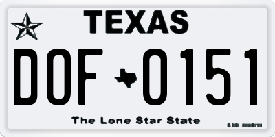 TX license plate DOF0151