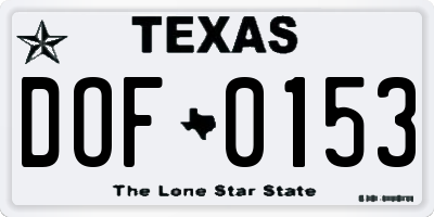 TX license plate DOF0153