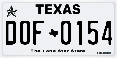 TX license plate DOF0154
