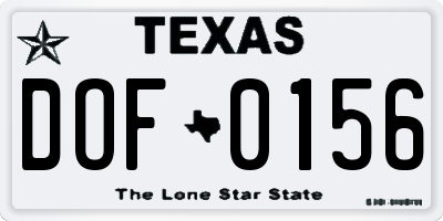 TX license plate DOF0156