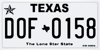 TX license plate DOF0158