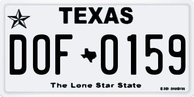 TX license plate DOF0159