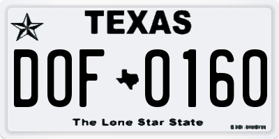 TX license plate DOF0160