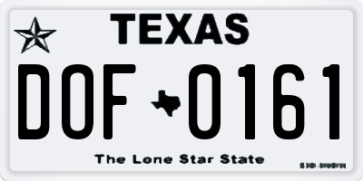 TX license plate DOF0161