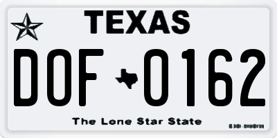 TX license plate DOF0162