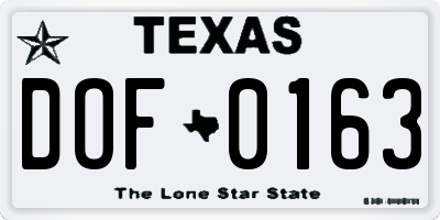 TX license plate DOF0163