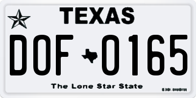 TX license plate DOF0165