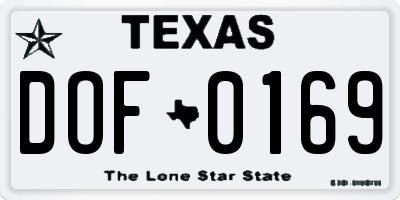 TX license plate DOF0169