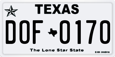 TX license plate DOF0170