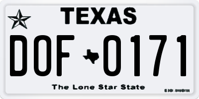 TX license plate DOF0171