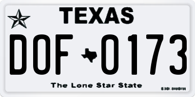 TX license plate DOF0173