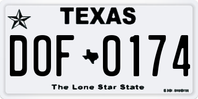 TX license plate DOF0174