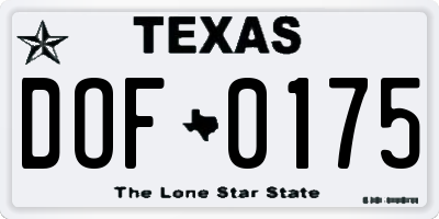 TX license plate DOF0175