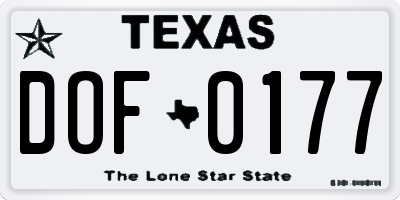 TX license plate DOF0177