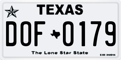 TX license plate DOF0179