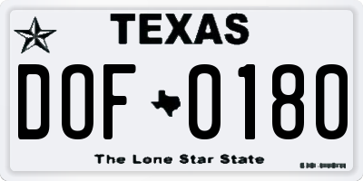 TX license plate DOF0180