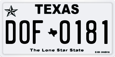 TX license plate DOF0181