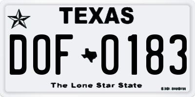 TX license plate DOF0183