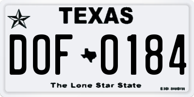 TX license plate DOF0184