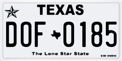 TX license plate DOF0185