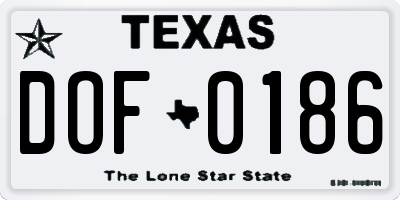 TX license plate DOF0186