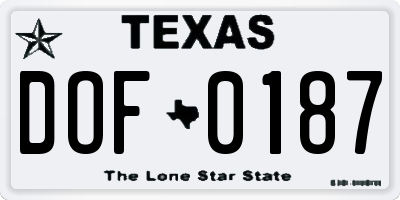 TX license plate DOF0187