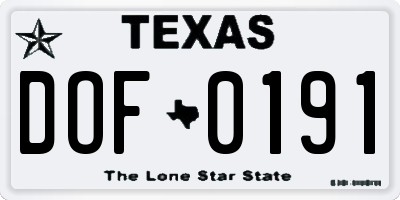 TX license plate DOF0191