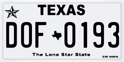 TX license plate DOF0193