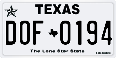 TX license plate DOF0194