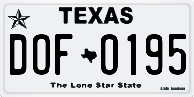 TX license plate DOF0195