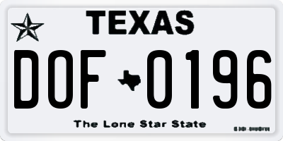 TX license plate DOF0196