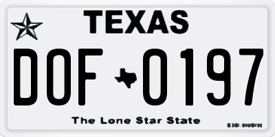 TX license plate DOF0197