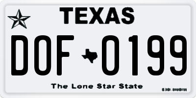 TX license plate DOF0199