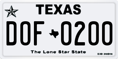 TX license plate DOF0200