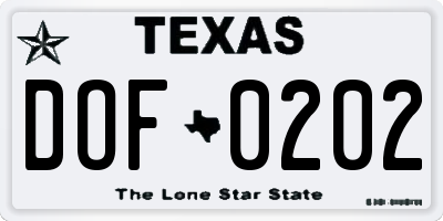 TX license plate DOF0202