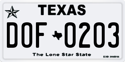 TX license plate DOF0203